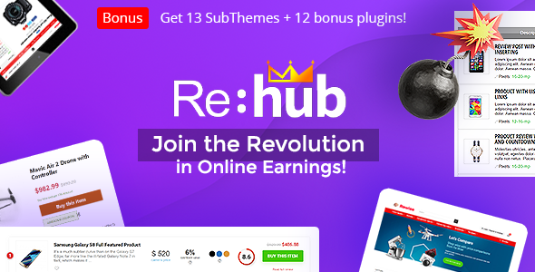 REHub price comparison and multi vendor WordPress theme homepage preview