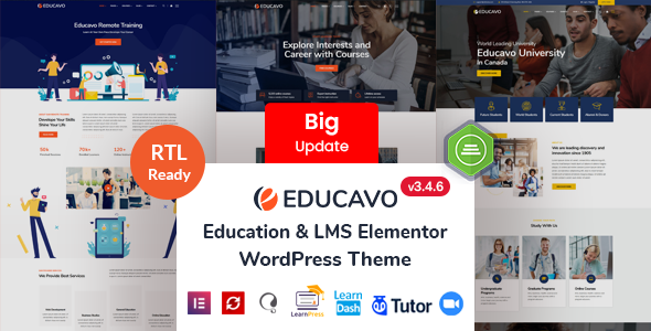 Educavo education WordPress theme preview for schools and course providers