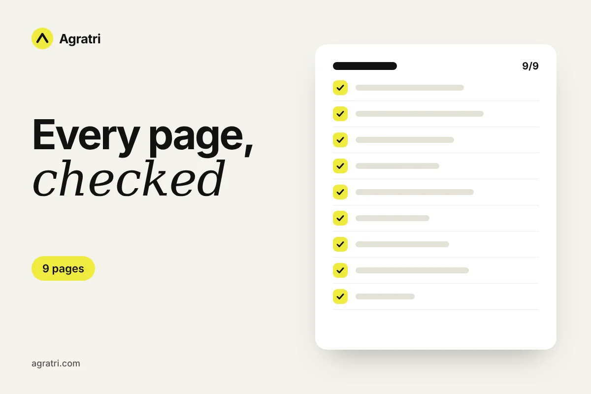 Checklist card listing the core pages of a digital marketing agency website