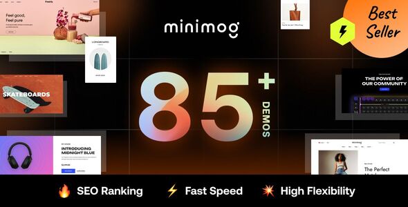 MinimogWP eCommerce WordPress theme shop preview included in the Halloween WordPress theme sale