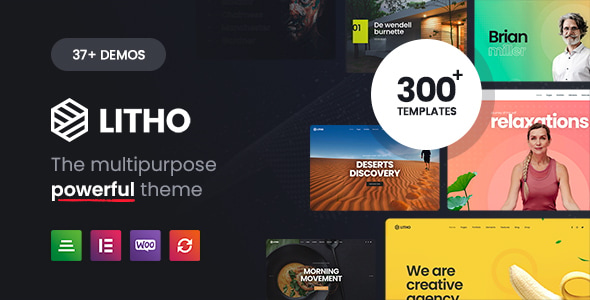 Litho multipurpose Elementor theme preview, one of five blog WordPress themes